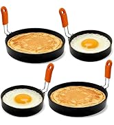 Jibrelxion 4 Pack Professional Egg Ring Set, Stainless Steel Griddle Pancake Shapers, Round Fried...