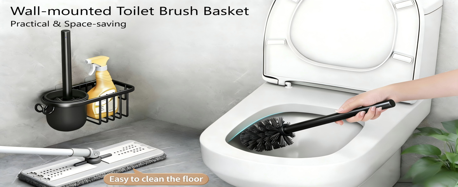 Wall-mounted Toilet Brush Basket, Practical