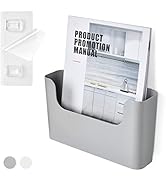YOHOM Adhesive File Holder Door Mount Mail Magazine Organizer, Office Wall Mount Single Pocket, Gray