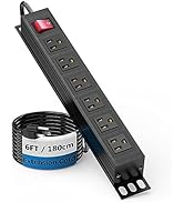 BTU 6 Outlet Power Strip, Metal Mountable Power Strip Surge Protector, Heavy Duty Wall Mount Powe...