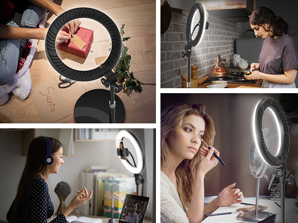 ring light stand selfie tripod photography lighting phone video recording laptop portable overhead