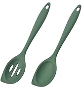 2-Pieces Silicone Cooking Spoon Spatula, Large Serving Spoons for Solid and Slotted, Heat Resista...