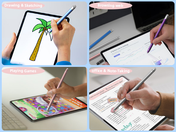 Drawing, Browsing web, playing games, taking-note