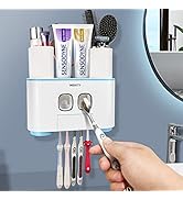 Toothbrush Holder Wall Mounted, WEKITY Multi-Functional Toothbrush and Toothpaste Dispenser for B...