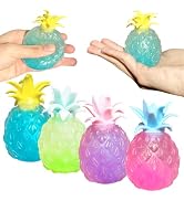 Pineapple Stress Balls for Kids and Adults Squishy Glitter Fruit Fidget Toys, (4pack) Sensory Str...