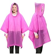 ANYOO 2 Pack Raincoats for Kids Emergency Ponchos Reusable Rain Poncho with Hood Waterproof Rain ...