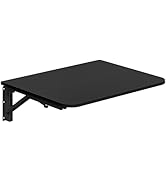 HOOBRO Folding Table, Wall Mounted Floating Desk with Iron Bracket, Drop Leaf Table for Small Spa...