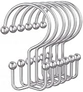 OEH Shower Curtain Hooks, Metal Shower Curtain Rings, Silver Shower Curtain Hooks Rust Proof, Dou...
