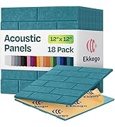 Ekkogo Acoustic Panels 18-Pack Premium Sound Dampening Panels - 12"X12"X0.4" Brick Style, Easy Se...