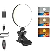 Light for Video Recording, 3 Color &amp; 5 Brightness Video Light Clip on Desktop Monitor, Timer Sett...