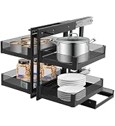 Blind Corner Cabinet Pull Out, 2 Tier 4 Shelf Heavy Duty Kitchen Corner Cabinet Organizer, Iron B...
