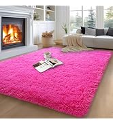 qulint 5x7 Area Rug for Living Room, Fluffy Hot Pink Rugs for Bedroom Soft Shag Shaggy Large Carp...