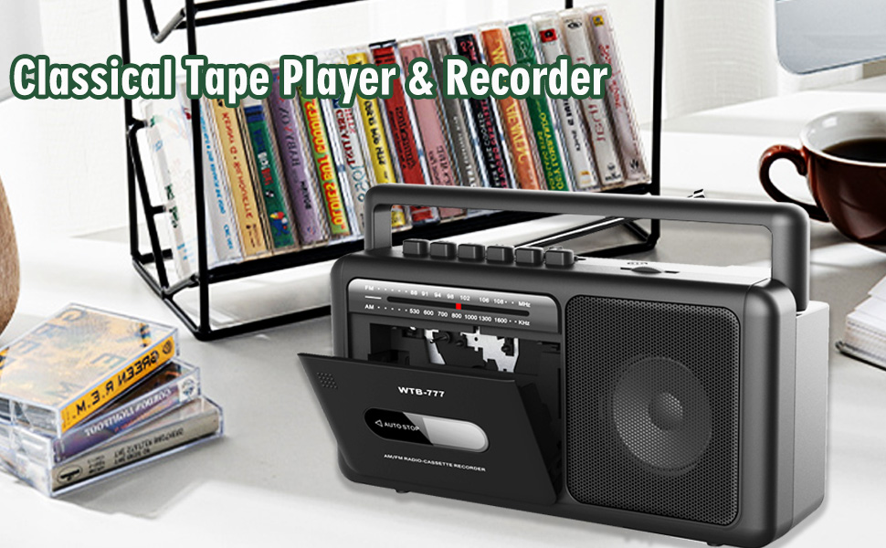 tape player recorder black wintage cassette player