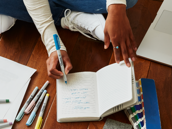 sharpie permanent marker ultra fine point tip journal notebook design write swatch pastel colors