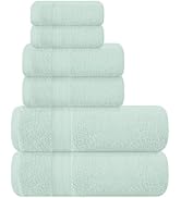 BOUTIQUO 6 Pack Cotton Towel Set, Contains 2 Bath Towels 27x54 inch, 2 Hand Towels 16x24 inch &amp; 2...