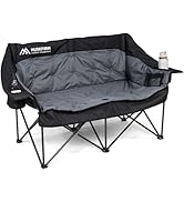 Double Camping Chair Oversized Padded Camping Chairs for Adults Folding Loveseat with Cup Holders...