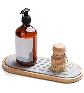 evory Instant Dry Sink Caddy Organizer, Bamboo Soap Holder with Diatomaceous Fast Drying Stone Si...
