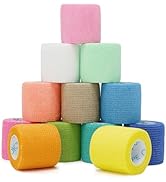 OK TAPE 12 Rolls Self Adhesive Bandage Wrap, Elastic Athletic Tape, Self Stick Bandage Tape, Vet ...