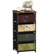 VASICAR Storage Unit with 4 Drawers, Fabric Nightstand, Clothes Organizer, Craft Storage Chest, S...