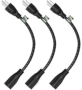 1 Foot Extension Cord - Three Prong Space Saver Short Cable, 16 AWG Thickness - By Luxury Office