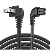 Superer 10FT 90 Degree L-Shaped AC TV Power Cord, 2-Prong Replacement | Angled Cable Fit for Sams...