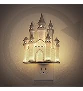 JandCase Night Lights Plug into Wall,3D Printed Castle Night Light,3000K Plug in Nightlight with ...