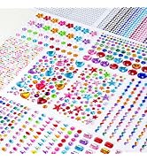 6000PCS Gem Stickers, Self Adhesive Rhinestone Jewel Stickers for Crafts | Assorted Shapes Acryli...