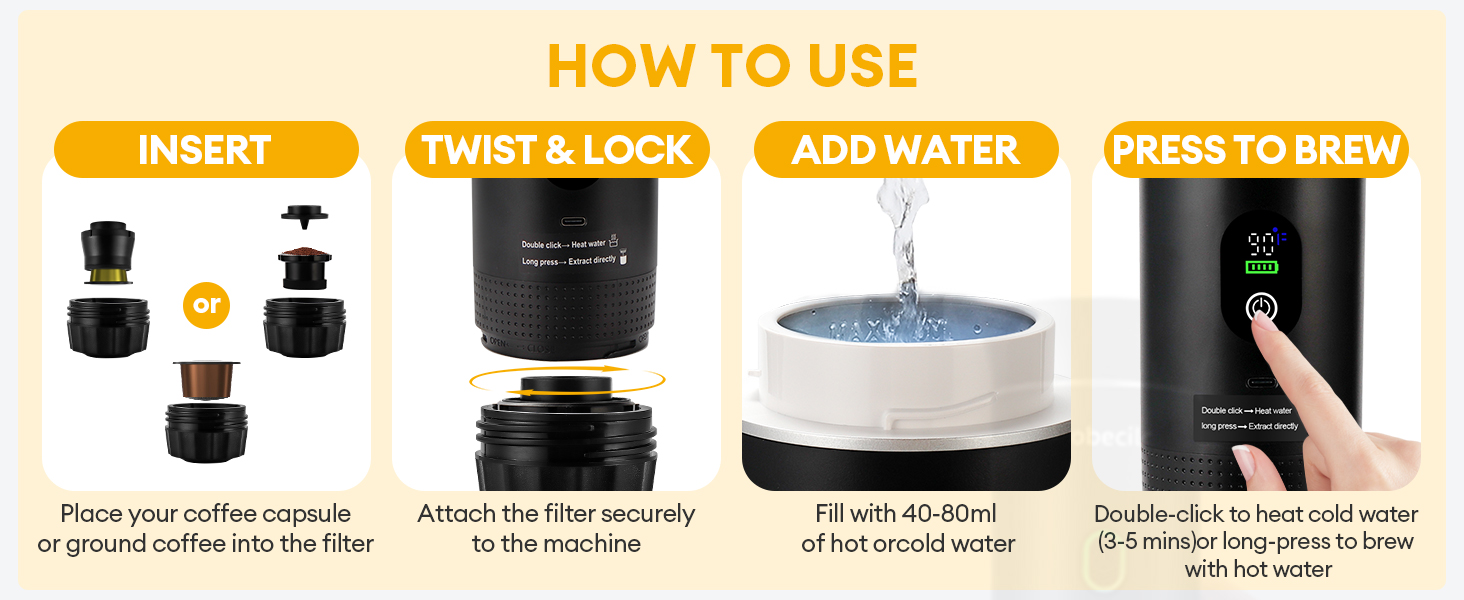 Upgraded 3-in-1 Portable Espresso Machine with LED Display
