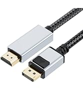 LUKFOCAB 4K 60Hz DisplayPort to HDMI Cable Adapter, 1.65FT/0.5M Short DP 1.2 to HDMI 1.4 Male UHD...