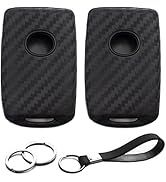INFIPAR 2pcs Compatible with Mazda 3 6 CX-30 CX-5 CX-9 MX-5 Miata Carbon Fiber Looks Black Silico...