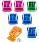 Aurbuex 7-Pack Manual Pencil Sharpeners Compact &amp; Portable, 4 Colors, Dual-Hole Design for Pencil...