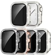 4 Pack Privacy Bling Case with Tempered Glass Screen Protector for Apple Watch 40mm SE 3/SE 2/SE/...