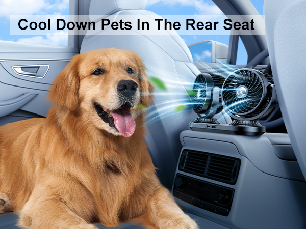 DICMKY Dual Head Auto Oscillating Car Cooling Fan for Dashboard