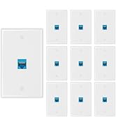 iwillink (10-Pack) Ethernet Wall Plate, 1-Port Keystone Jack Wall Plate with RJ45 Keystone Inline...