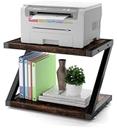 HUANUO Printer Stand, Desktop Printer Stand with 2 Tier Wood Storage Shelves, Printer Stand for D...