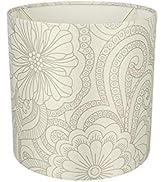 Aspen Creative 58305A, Drum Uno Lamp Shade, White &amp; Grey, 8" Top x 8" Bottom x 8" Height, Slip UN...