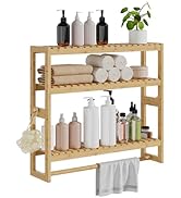 RRX Bathroom Shelf Storage Organizer, Bathroom Shelf 3-Tier Adjustable Layer Bamboo Organizer wit...