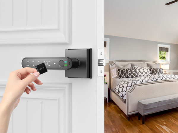 fingerprint door lock with app rfid card Access square black
