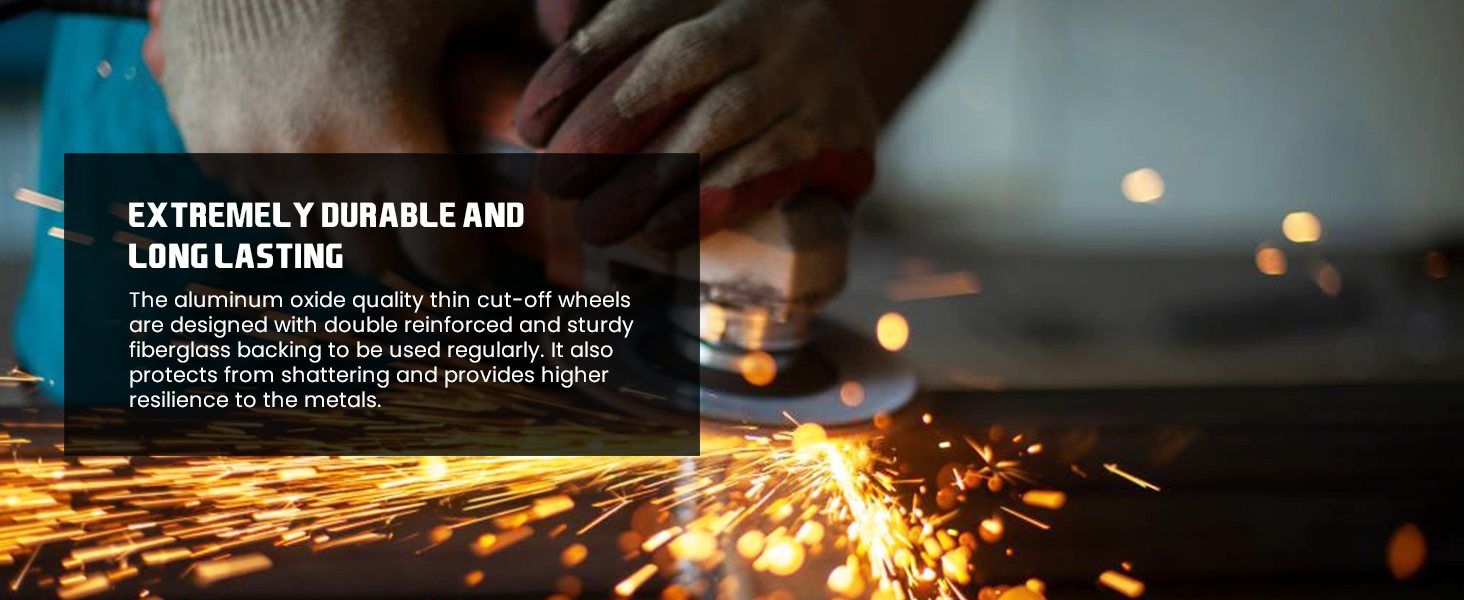 Sharp aluminum oxide cut-off wheels for cutting metal, steel pipes, and fabrication tasks.