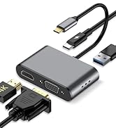 ZanBix USB C Hub, 4 in 1 USB C Adapter with 4K HDMI, VGA, USB A 3.0, USB C 3.0, Compatible with M...