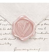 Pollize 50PCS Pink Heart Wax Seal Stickers, Self-Adhesive Envelope Stickers | 3D Embossed Pre-mad...