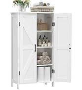Homleke Bathroom Floor Storage Cabinet with 2 Adjustable Shelves, 11.8 x 23.6 x 43.3 Inches, Whit...