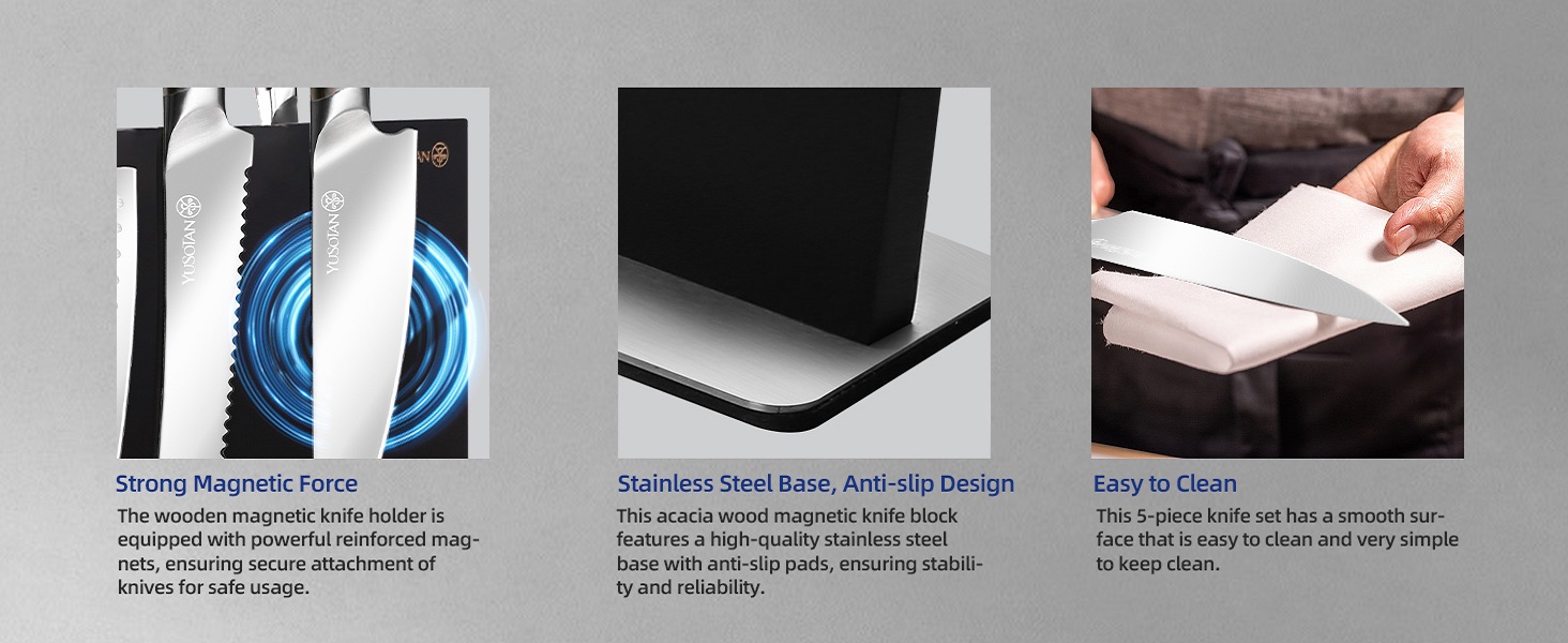  kitchen knife set with a wooden magnetic knife holder