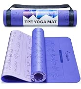 Sportneer Instructional Yoga Mats with 150 Fade-proof Poses Printed on It - 24" Wide x 72" Long D...
