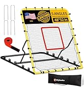 5-Angle Baseball Rebounder Net Bounce Back Net Solo Fielding Trainer 48x52 Inch, Multi-Sport Pitc...
