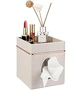 Sumnacon Linen Square Tissue Box Cover - Decorative Cube Tissue Box Holder with Tray, Stylish Tis...