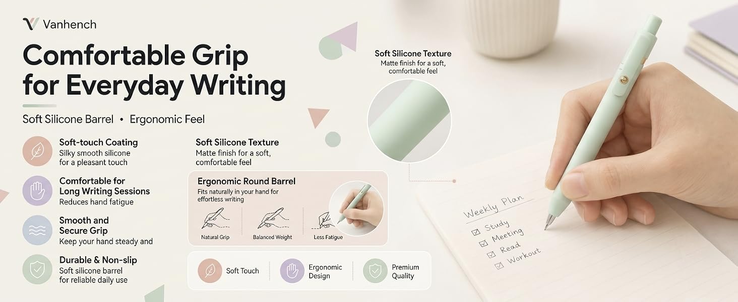 3.Soft Grip + Comfortable Writing