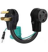 Eversimpleinc 4 to 3 Prong Dryer Adapter with Green Ground Wire - Connects New Dryer to Old Recep...