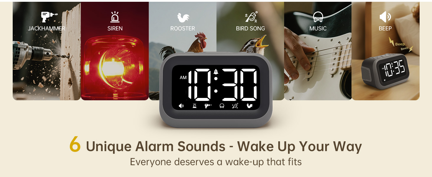 wake up alarm sounds bird song beep rooster siren