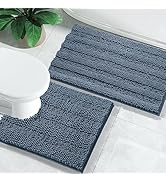 Yimobra Luxury Chenille Bathroom Rugs Sets 2 Piece, Extra Thick Non Slip Quick Dry U Shaped Toile...